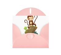 Cartes de vacances en papier nacré rose 10,2 x 15,2 cm YYHHAOFA Little Monkey Climbing the Mountain Pattern Cartes de vœux pour Noël, anniversaire, anniversaire de mariage et invitations de fête