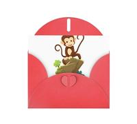 Cartes de vacances en papier nacré rouge 10,2 x 15,2 cm YYHHAOFA Little Monkey Climbing the Mountain Pattern Cartes de vœux pour Noël, anniversaire, anniversaire de mariage et invitations de fête