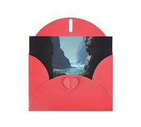 Cartes de vacances en papier nacré rouge 10,2 x 15,2 cm YYHHAOFA Sea Water between the rocks Pattern Greeting Cards for Christmas, Birthday, Wedding Anniversary & Party Invitations