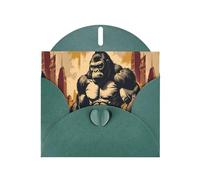 Cartes de vacances en papier nacré vert foncé 10,2 x 15,2 cm YYHHAOFA dessin animé King Kong Cartes de vœux pour Noël, anniversaire, anniversaire de mariage et invitations de fête