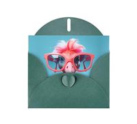 Cartes de vacances en papier nacré vert foncé 10,2 x 15,2 cm YYHHAOFA Hello Glasses Flamingo pour Noël, anniversaire, anniversaire de mariage et invitations de fête