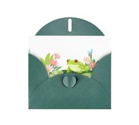 Cartes de vacances en papier nacré vert foncé 10,2 x 15,2 cm YYHHAOFA Little Frog in the Floral Pattern Cartes de vœux pour Noël, anniversaire, anniversaire de mariage et invitations de fête