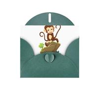 Cartes de vacances en papier nacré vert foncé 10,2 x 15,2 cm YYHHAOFA Little Monkey Climbing the Mountain Pattern Cartes de vœux pour Noël, anniversaire, anniversaire de mariage et invitations de fête
