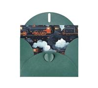 Cartes de vacances en papier nacré vert foncé 10,2 x 15,2 cm YYHHAOFA motif train à vapeur cartes de vœux pour Noël, anniversaire, anniversaire de mariage et invitations de fête