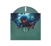 Cartes de vacances en papier nacré vert foncé 10,2 x 15,2 cm YYHHAOFA orage tentacules de pieuvre pour Noël, anniversaire, anniversaire de mariage et invitations de fête