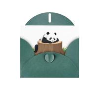 Cartes de vacances en papier nacré vert foncé 10,2 x 15,2 cm YYHHAOFA Panda allongé sur une souche d'arbre Cartes de vœux pour Noël, anniversaire, anniversaire de mariage et invitations de fête