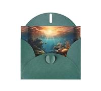 Cartes de vacances en papier nacré vert foncé 10,2 x 15,2 cm YYHHAOFA Petit motif paradis de poissons pour Noël, anniversaire, anniversaire de mariage et invitations de fête