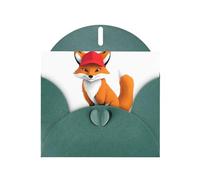 Cartes de vacances en papier nacré vert foncé 10,2 x 15,2 cm YYHHAOFA Red Hat Fox_107363918 Cartes de vœux à motif pour Noël, anniversaire, anniversaire de mariage et invitations de fête