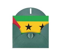 Cartes de vacances en papier nacré vert foncé de 10,2 x 15,2 cm avec motif drapeau de Sao Tomé-et-Principe YYHHAOFA pour Noël, anniversaire, anniversaire de mariage et invitations de fête