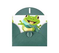 Cartes de vacances en papier nacré vert foncé de 10,2 x 15,2 cm YYHHAOFA avec motif grenouille mignonne portant une écharpe pour Noël, anniversaire, anniversaire de mariage et invitations de fête