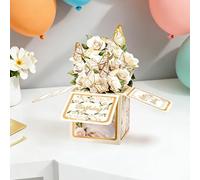 Cartes de vœux 3D en forme de rose et papillon, cartes d'anniversaire fleurs pop-up, cadeau idéal pour maman, sœur, grand-mère, femme, fille et autres femmes, avec enveloppe - Style de carte de vœux 6
