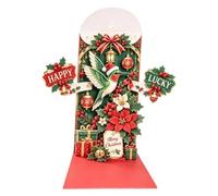 Cartes de Vœux 3D Noël Scène festive multicouche à ouvrir, souvenir | Carte de Noël avec enveloppe cadeau d'argent Pour fille et fils petite amie réunion à la maison étagère StyleC