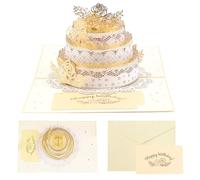 Cartes de vœux 3D pour femme, carte de vœux pop 3D | Gâteau d'anniversaire 3D à trois couches, imprimé sur feuille de papier de collection Keepsak pour femme, mère