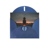 Cartes de vœux avec enveloppe bleue avec motif unique de dos solitaire pour écrire vos bénédictions pour diverses fêtes