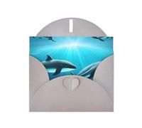 Cartes de vœux avec enveloppe grise avec motif unique de baleines sous la mer pour écrire vos bénédictions pour diverses fêtes