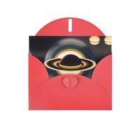 Cartes de vœux avec enveloppes, belles cartes vierges imprimées Saturne pour Noël, anniversaire, remerciement