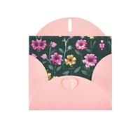 Cartes de vœux avec enveloppes, belles fleurs violettes imprimées cartes vierges pour Noël, anniversaire, remerciement