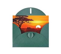 Cartes de vœux avec enveloppes, motif animal africain, coucher de soleil, papier nacré, carte d'anniversaire amusante 10,2 x 15,2 cm, carte d'invitation de fête cartes vierges