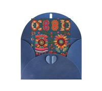 Cartes de vœux avec enveloppes, motif art folklorique mexicain, style bohémien, boucle d'amour verticale, emballage en papier nacré vierge, emballage de vacances