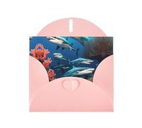 Cartes de vœux avec enveloppes, motif requin sous-marin, corail, cartes vierges à faire soi-même pour Noël, anniversaire, remerciement