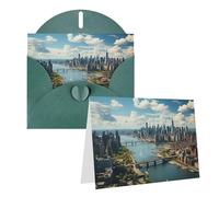 Cartes de vœux avec enveloppes « Thinking of You » - Carte vierge avec vue sur New York Manhattan - Cartes de vœux pour toutes les occasions - Pour anniversaire, fête prénatale, félicitations,