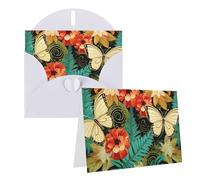 Cartes de vœux avec enveloppes vierges à moitié pliées, cartes d'anniversaire, cartes de remerciement, motif de papillons et de fleurs, cartes de vœux pour remise de diplôme, vacances, invitations de