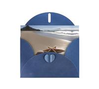 Cartes de vœux avec étoiles de mer, coquillages, plage de sable - Cartes de remerciement, cartes d'invitation pour fêtes festives