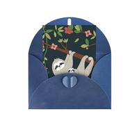 Cartes de vœux avec impression d'animaux de dessin animé avec enveloppes, boucle d'amour verticale vierge, emballage en papier perlé