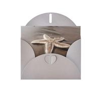 Cartes de vœux avec imprimé étoile de mer de plage gris 15,2 x 10,2 cm avec enveloppe | Parfait pour écrire des vœux et des notes de remerciement