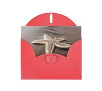 Cartes de vœux avec motif étoile de mer de plage rouge 15,2 x 10,2 cm avec enveloppe | Parfait pour écrire des vœux et des notes de remerciement