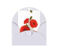 Cartes de vœux blanches avec enveloppes - Cartes vierges imprimées de coquelicots, parfaites pour un anniversaire, un mariage, un anniversaire de mariage