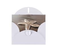 Cartes de vœux blanches avec motif étoile de mer de plage 15,2 x 10,2 cm avec enveloppe | Parfait pour écrire des vœux et des notes de remerciement