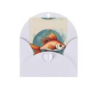 Cartes de vœux blanches élégantes - Belles cartes vierges avec imprimé poisson pour anniversaire, mariage, Saint-Valentin