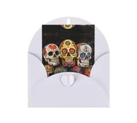 Cartes de vœux blanches élégantes - Crânes en sucre - Cartes vierges pour anniversaire, mariage, Saint-Valentin