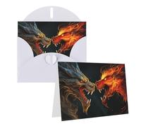 Cartes de vœux chic et cool avec deux dragons rugissants vierges avec enveloppes, cartes de remerciement, cartes de notes, cartes de Saint-Valentin, cartes de remise de diplôme, fête de mariage,