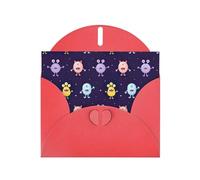 Cartes de vœux colorées avec impression monstre - Cartes de remerciement pour fêtes festives