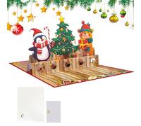 Cartes de vœux de Noël 3D avec bonnes nouvelles et enveloppes, cartes cadeaux pour le festival d'hiver | Papier arrière avec vœux d'anniversaire, porte-monnaie