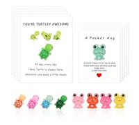 Cartes de vœux de poche 10 couleurs, mini câlin de poche en vrac avec cartes de vœux, superbes cadeaux inspirants avec carte pour ami famille (grenouille et tortue)