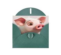 Cartes de vœux élégantes avec enveloppes, motif cochon de dessin animé, remerciement, anniversaire, Noël, Saint-Valentin