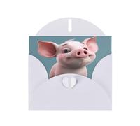 Cartes de vœux élégantes avec enveloppes, motif cochon de dessin animé, remerciement, anniversaire, Noël, Saint-Valentin