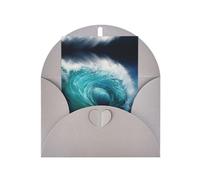 Cartes de vœux élégantes grises - Belles cartes vierges imprimées vagues de l'océan pour anniversaire, mariage, Saint-Valentin