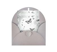 Cartes de vœux élégantes grises - Cartes vierges avec imprimé papillon et marguerite pour anniversaire, mariage, Saint-Valentin