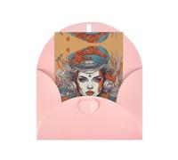 Cartes de vœux élégantes roses avec enveloppes assorties - Impression photo de la reine vierge pour anniversaire, mariage, Saint-Valentin