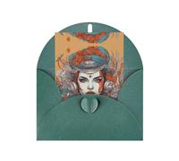 Cartes de vœux élégantes vert foncé avec enveloppes assorties - Impression photo de la reine vierge pour anniversaire, mariage, Saint-Valentin