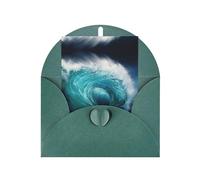 Cartes de vœux élégantes vert foncé - Belles cartes vierges imprimées vagues de l'océan pour anniversaire, mariage, Saint-Valentin