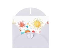 Cartes de vœux en papier blanc nacré 10,2 x 15,2 cm YYHHAOFA broderie feux d'artifice et planètes pour Noël, anniversaire, anniversaire de mariage et invitations de fête