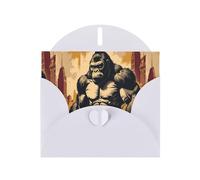 Cartes de vœux en papier blanc nacré 10,2 x 15,2 cm YYHHAOFA Cartoon King Kong pour Noël, anniversaire, anniversaire de mariage et invitations de fête