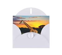 Cartes de vœux en papier blanc nacré 10,2 x 15,2 cm YYHHAOFA coucher de soleil naturel motif girafe pour Noël, anniversaire, anniversaire de mariage et invitations de fête