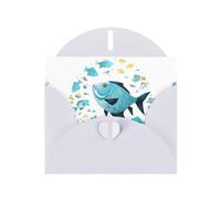 Cartes de vœux en papier blanc nacré 10,2 x 15,2 cm YYHHAOFA Fish in the fragments - Cartes de vœux pour Noël, anniversaire, anniversaire de mariage et invitations de fête