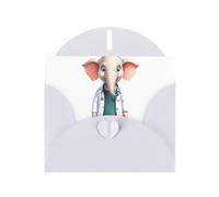 Cartes de vœux en papier blanc nacré 10,2 x 15,2 cm YYHHAOFA Gentle Elephant Doctor pour Noël, anniversaire, anniversaire de mariage et invitations de fête
